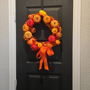 “Farmhouse Pumpkin Wreath | Rustic Fall Door Decor